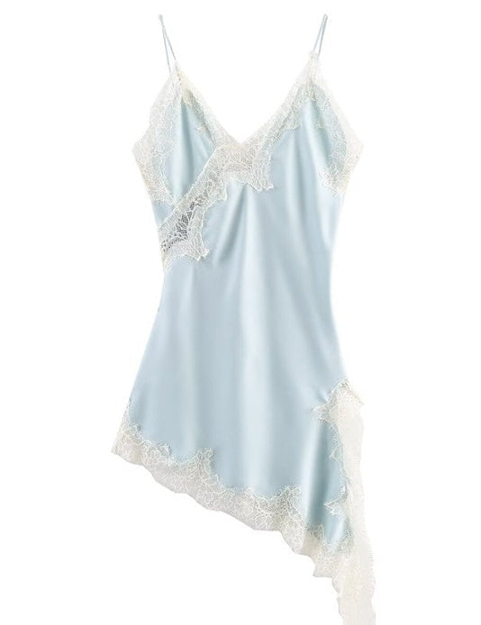 Vestido Curto de Cetim com Renda Pamella