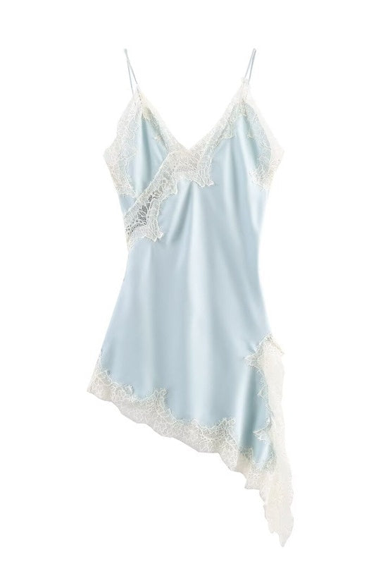 Vestido Curto de Cetim com Renda Pamella