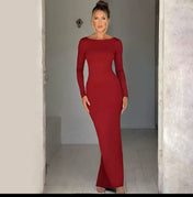 Vestido Natalie Manga Longa com Costas Abertas em Suplex