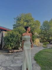 Vestido Aura Longo em Tule Drapeado Multiformas