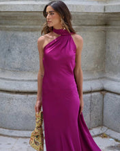 Vestido Longo de Cetim Frente Única Dominique