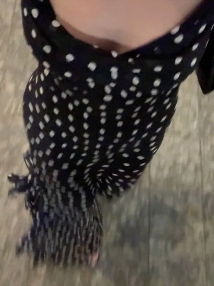 Vestido Sofi Longo em Poá com Lenço de Pescoço