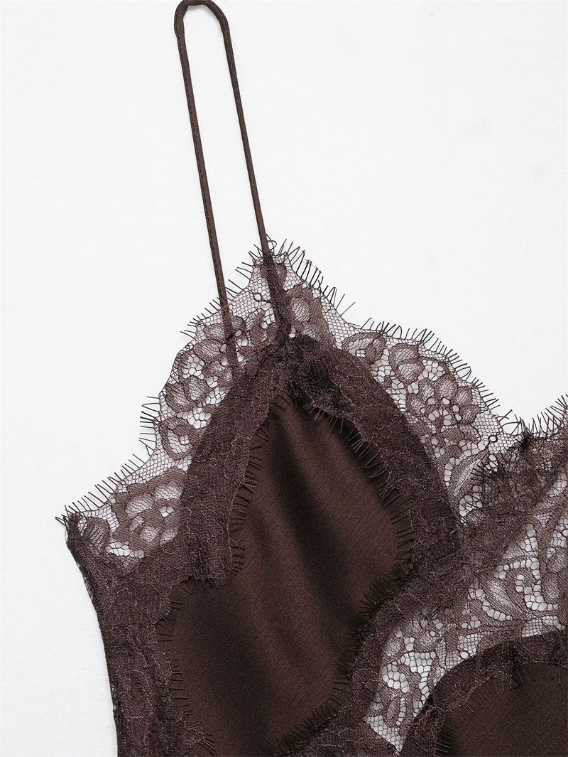 Vestido Curto de Cetim com Renda Pamella