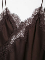 Vestido Curto de Cetim com Renda Pamella