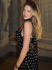 Vestido Sofi Longo em Poá com Lenço de Pescoço