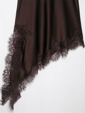 Vestido Curto de Cetim com Renda Pamella