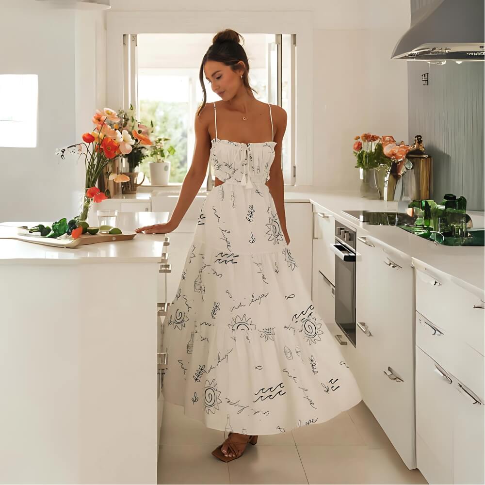 Vestido Midi Estampado Sia