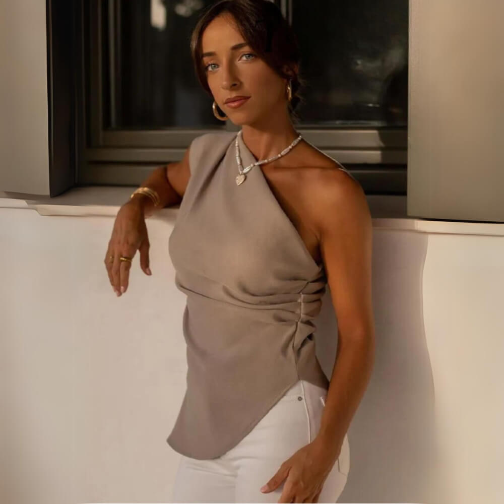 Blusa Skylar Assimétrica de Um Ombro Só