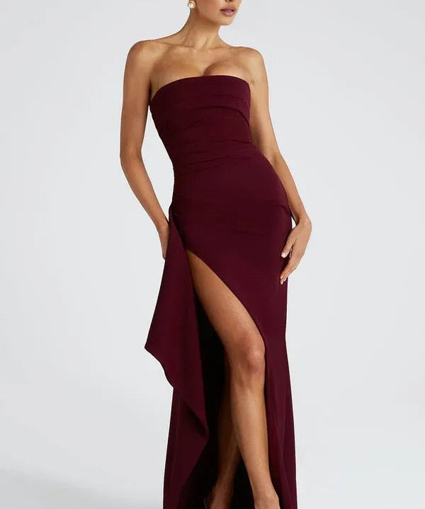 Vestido Longo Tomara Que Caia com Fenda Marina