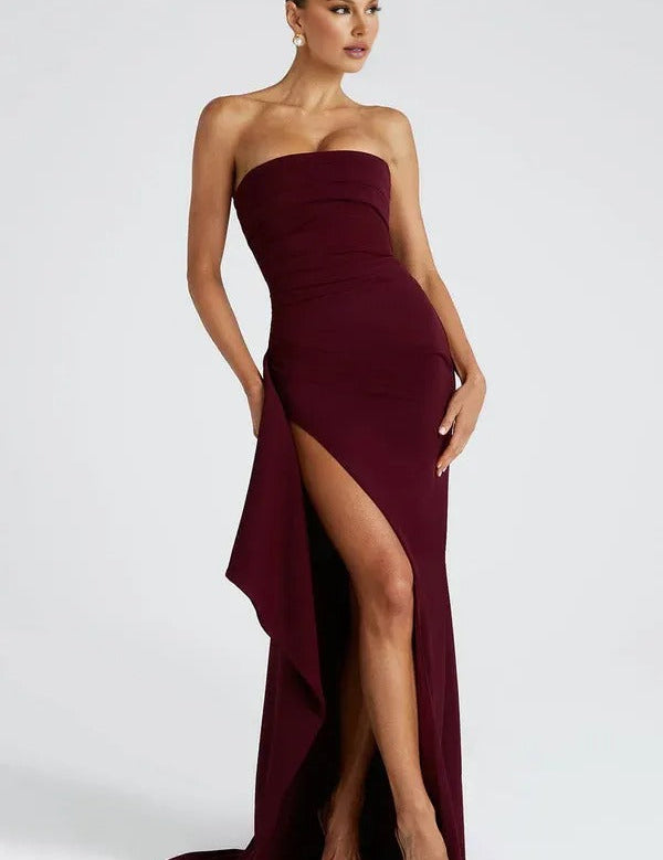 Vestido Longo Tomara Que Caia com Fenda Marina