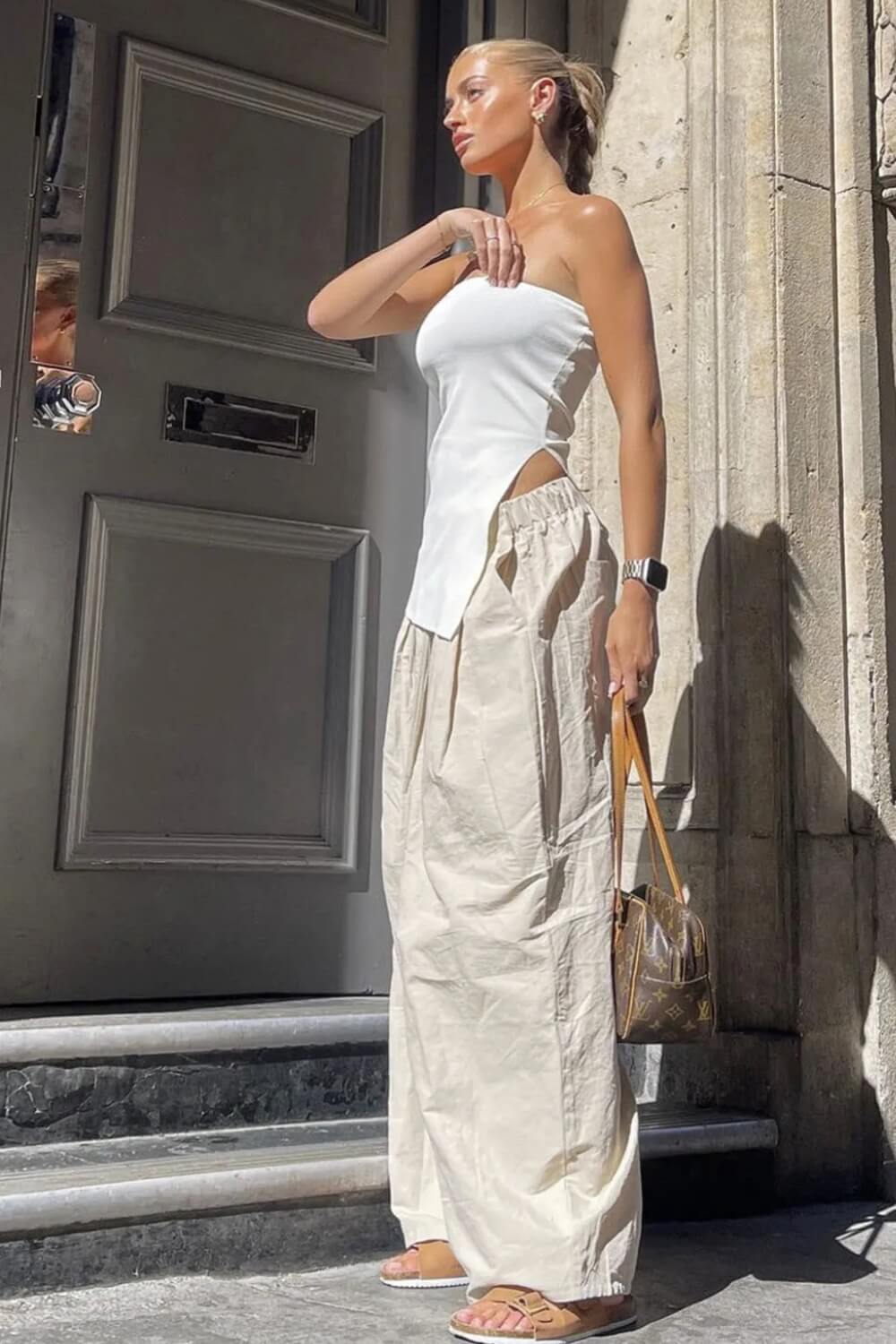 Top Lindsay Tomara que Caia Assimétrico com Fenda Lateral