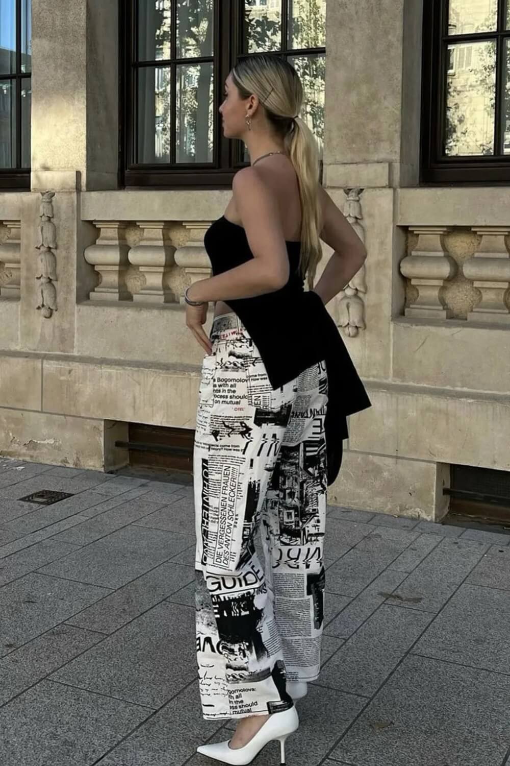 Top Lindsay Tomara que Caia Assimétrico com Fenda Lateral