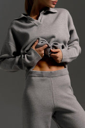 onjunto Clarice em Tricô Oversized com Gola Polo