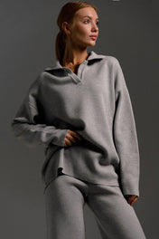 onjunto Clarice em Tricô Oversized com Gola Polo