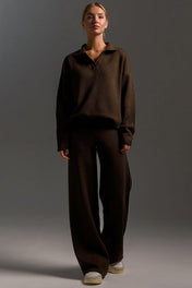 onjunto Clarice em Tricô Oversized com Gola Polo