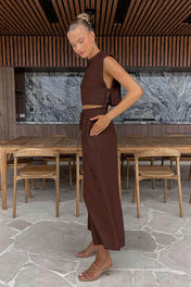 Conjunto Giza em Linho Misto com Cropped e Calça