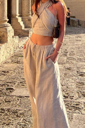 Conjunto Amara em Casimira com Top Cruzado