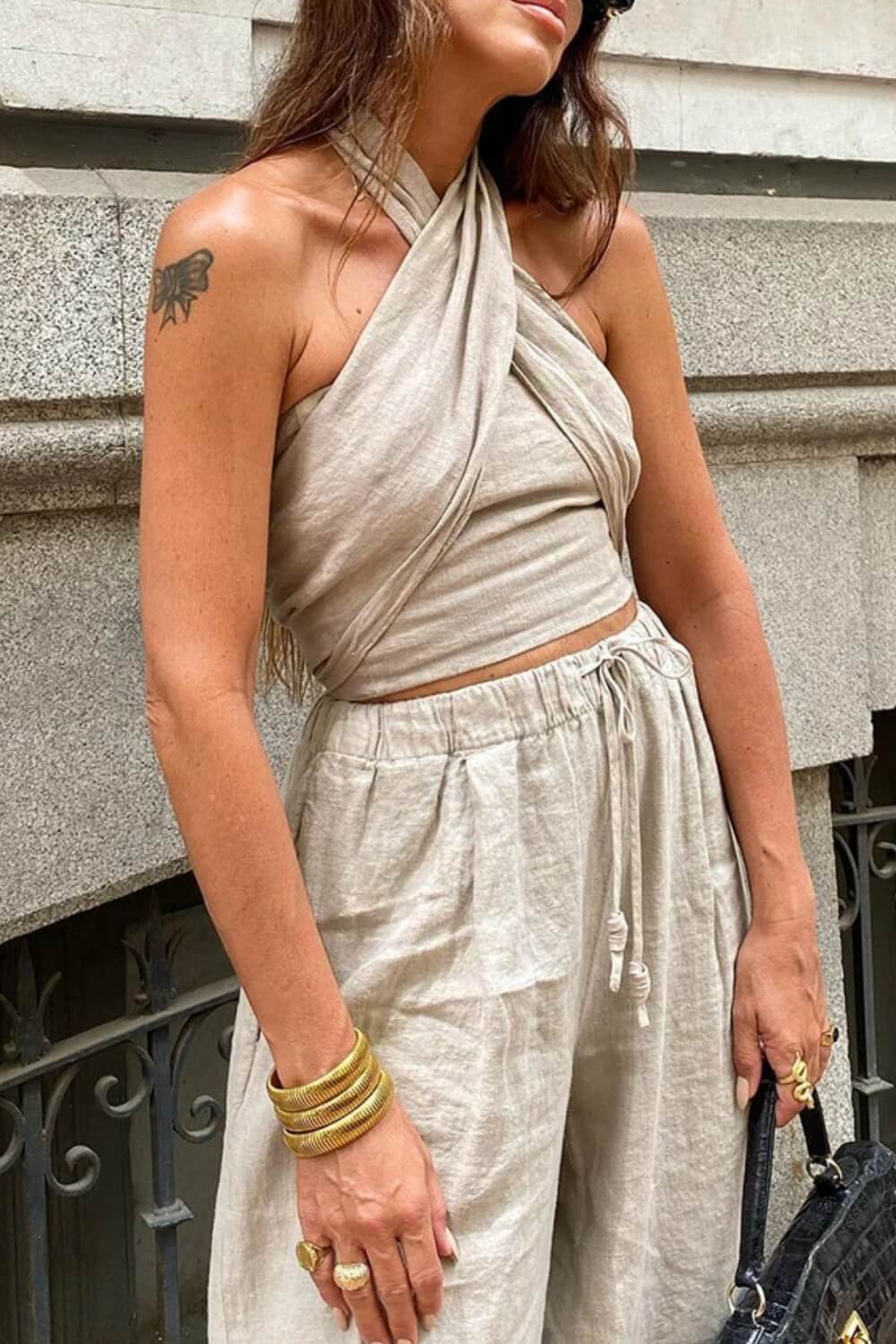 Conjunto Amara em Casimira com Top Cruzado