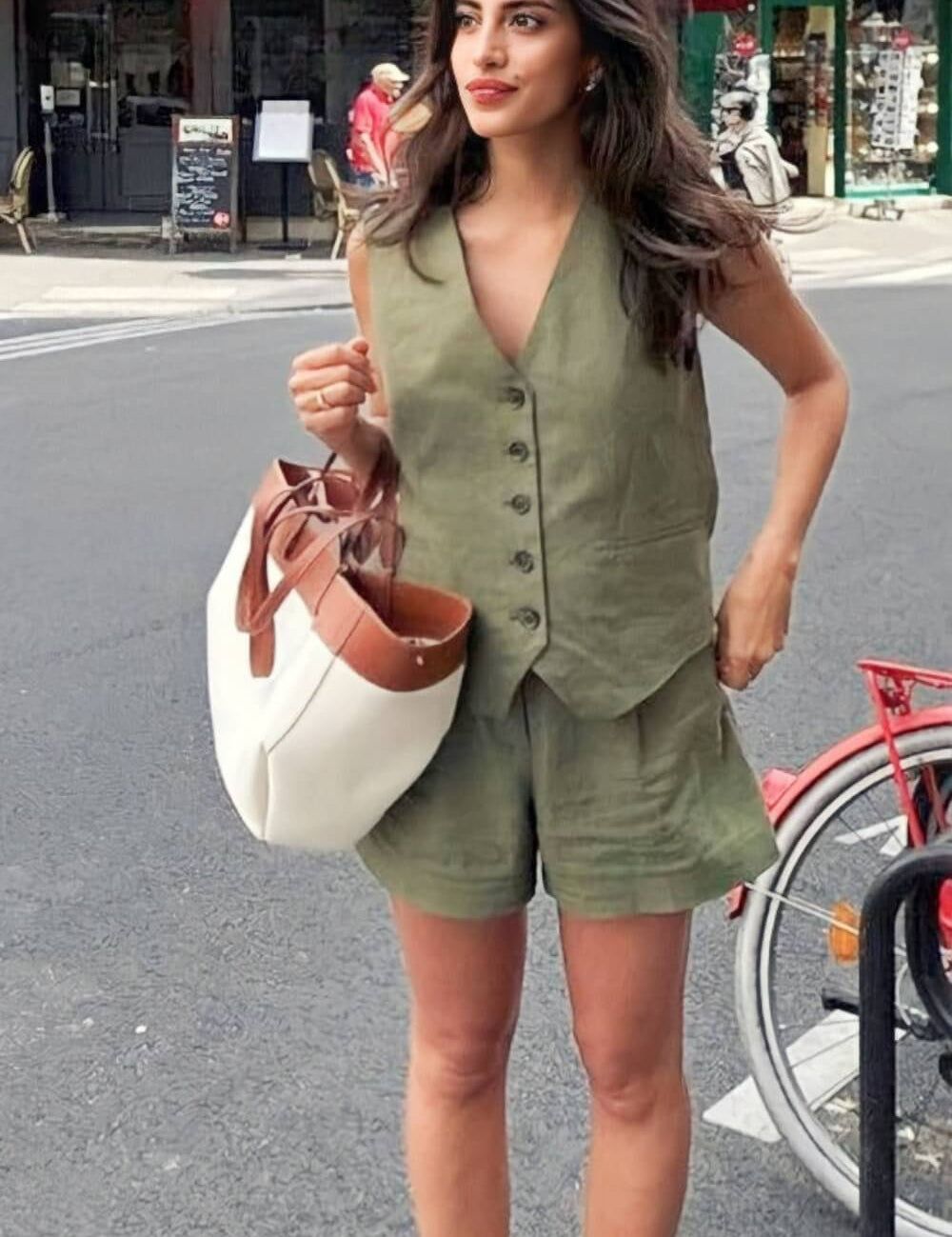 Conjunto Alfaiataria Taylor em Linho com Colete e Short