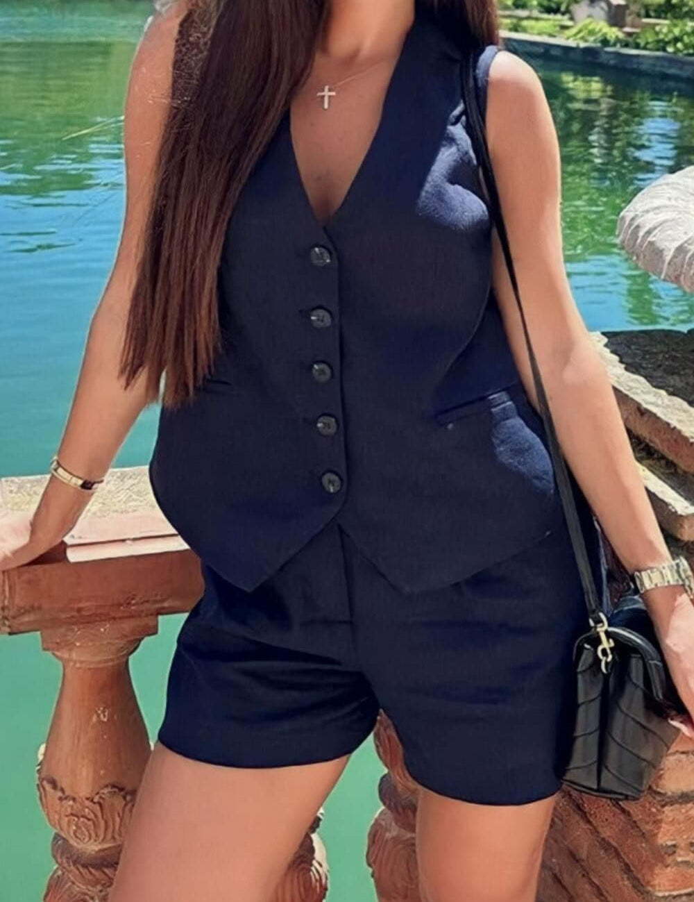 Conjunto Alfaiataria Taylor em Linho com Colete e Short