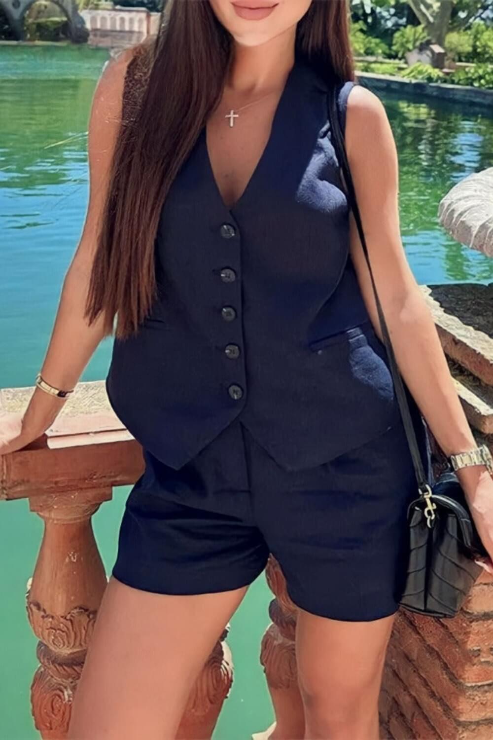 Conjunto Alfaiataria Taylor em Linho com Colete e Short