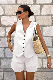 Conjunto Alfaiataria Taylor em Linho com Colete e Short