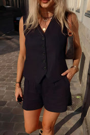 Conjunto Alfaiataria Taylor em Linho com Colete e Short