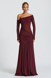 Vestido Seraphine Longo em Malha Slinky com Recorte e Fenda