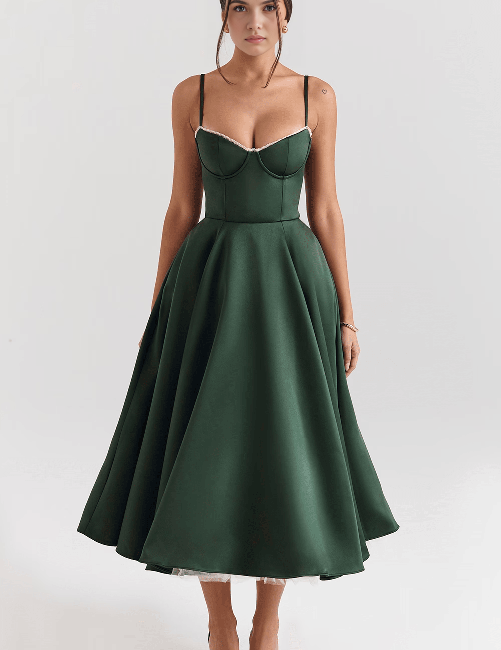 Vestido Midi Corset com Tule Interno Chloe