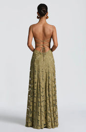 Vestido Longo com Renda e Amarração Esther