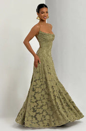 Vestido Longo com Renda e Amarração Esther