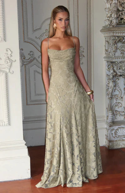 Vestido Longo com Renda e Amarração Esther