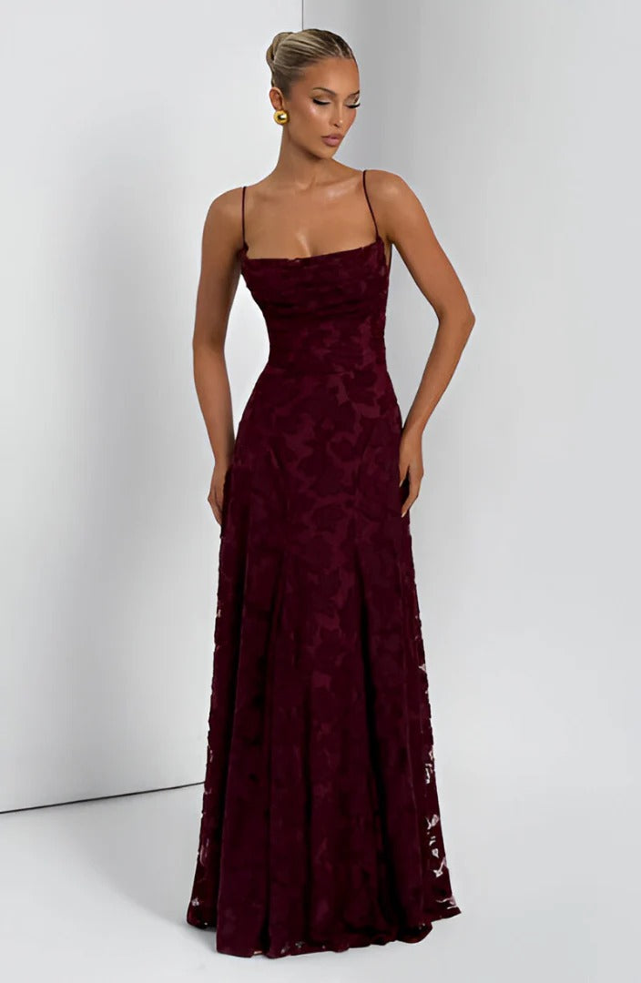 Vestido Longo com Renda e Amarração Esther