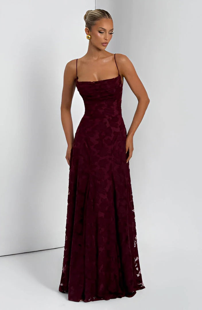 Vestido Longo com Renda e Amarração Esther