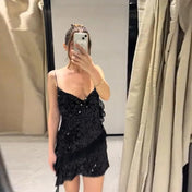 Vestido Curto de Paetê Tendência Modern Layse