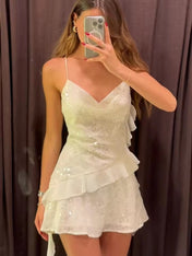 Vestido Curto de Paetê Tendência Modern Layse