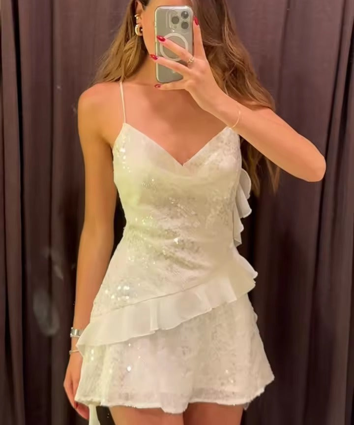 Vestido Curto de Paetê Tendência Modern Layse