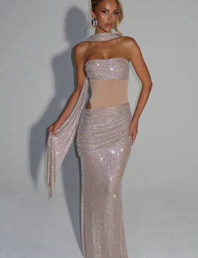 Vestido Longo Tomara Que Caia Brilhante Francine