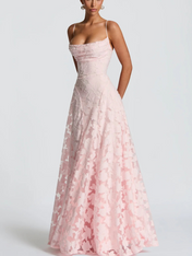 Vestido Longo com Renda e Amarração Esther