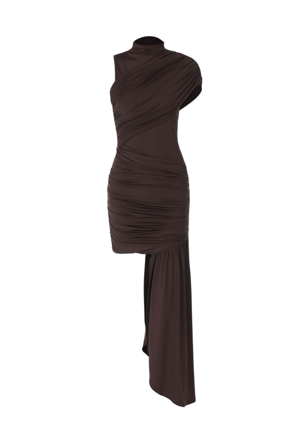 Vestido Yasmin Curto Assimétrico Drapeado com Cauda