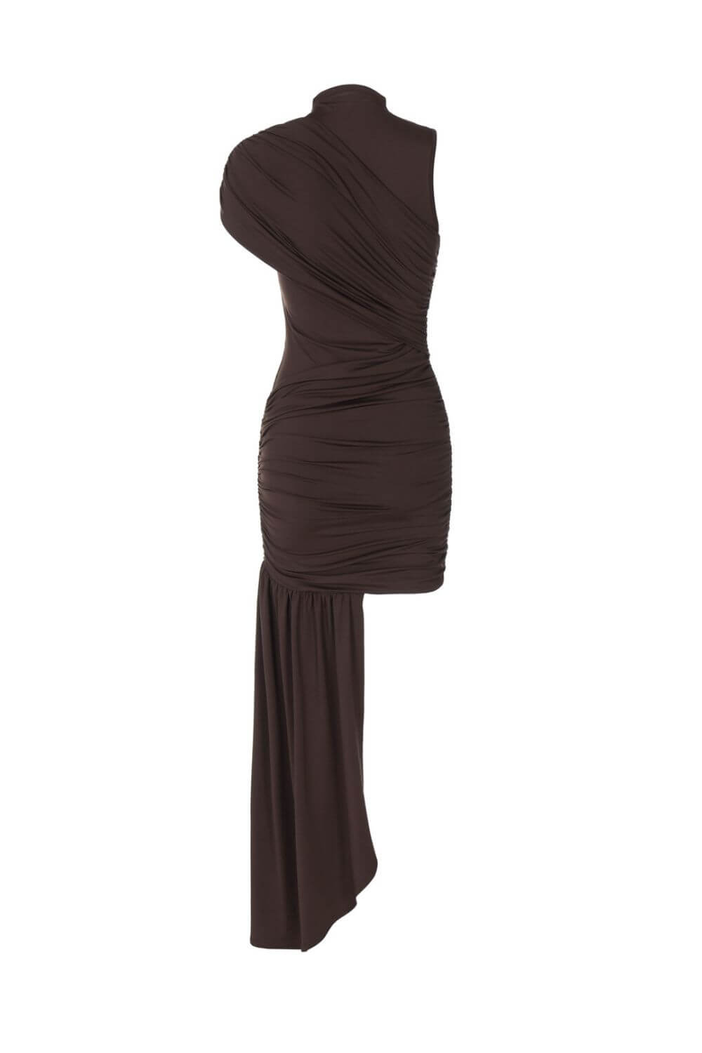 Vestido Yasmin Curto Assimétrico Drapeado com Cauda