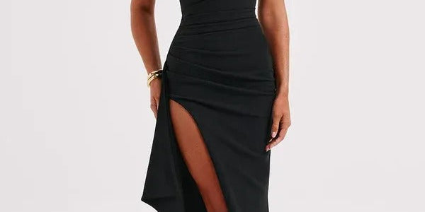 Vestido longo tomara que caia com fenda lateral Marina da Miray & Co